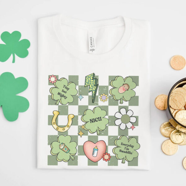 Checkered NICU St Patrick's Day T-Shirt